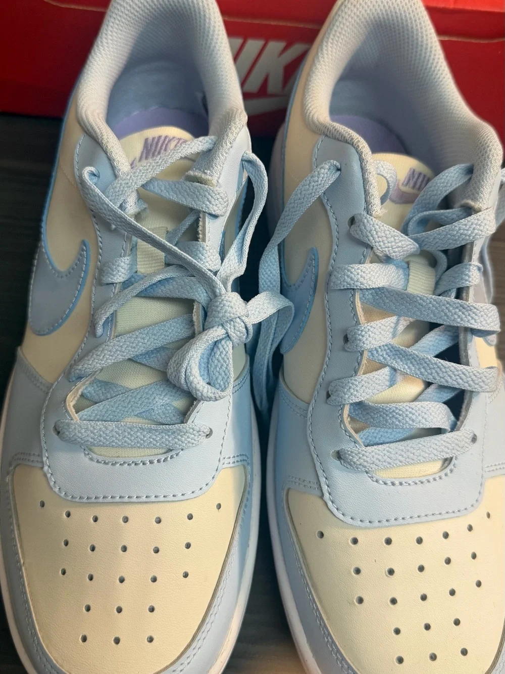 Nike Kids Light Blue and Cream Low-Top Sneakers